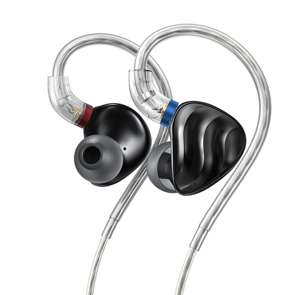 FiiO FH3 — IEM híbrido 1DD (10 mm berilio-plated) + 2× Knowles BA, MMCX y jack 3,5 mm.