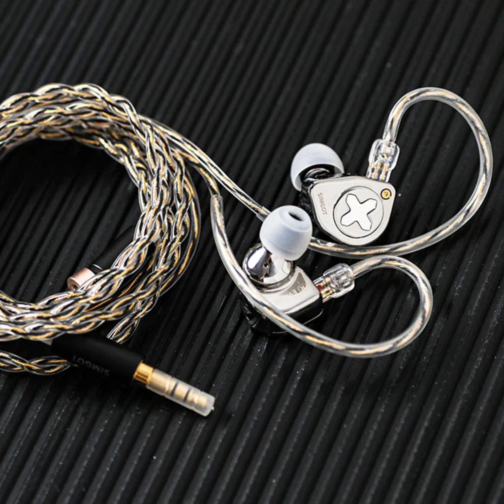 SIMGOT EW300 — IEM Tribrid 1×Dinámico + 1×Planar + 1×PZT (cerámico), jack 3,5 mm SE / Versión DSP USB-C, cápsula 0,78 mm 2-pin.