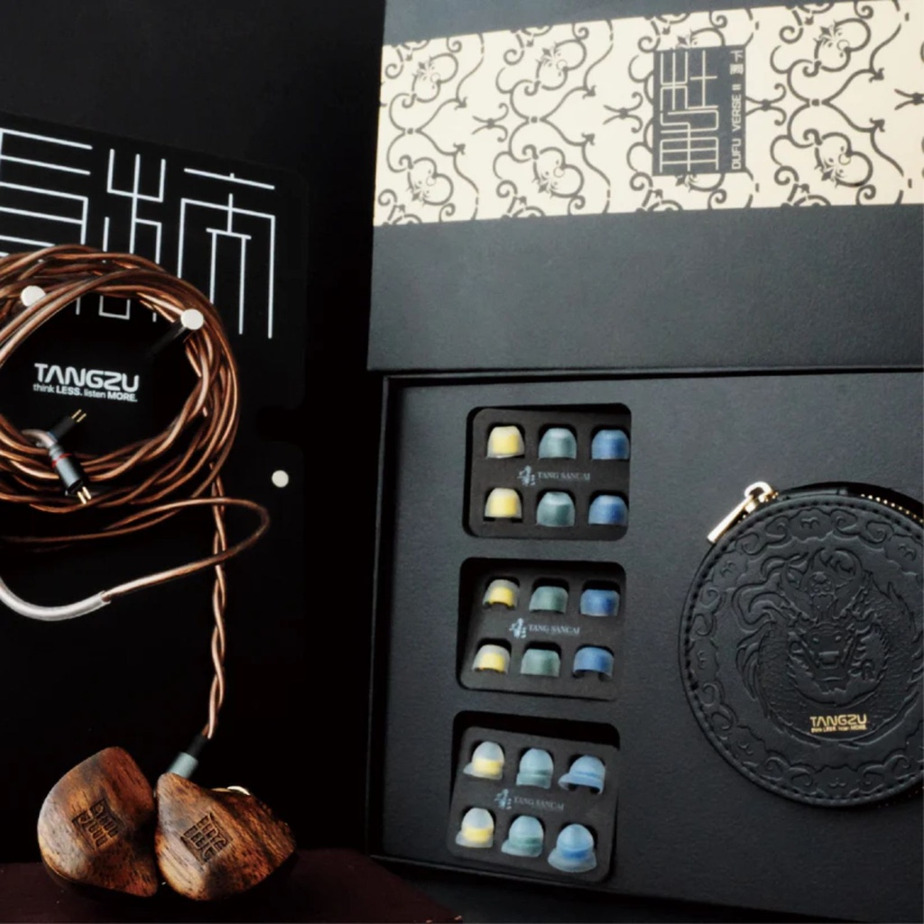 Tangzu FUDU Verse II — Hybrid IEM (1 Dynamic Driver + 2 Balanced Armatures) · con cable 0,78 mm 2-pin · plugs 3,5 mm / 4,4 mm.