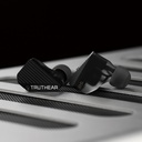 TRUTHEAR PURE — IEM híbrido 1 Dynamic (10 mm) + 3 Balanced Armature · cavidad DLP-3D (HeyGears) · conector 0,78 mm 2-pin (recessed) · cable coaxial OFC/plateado 3,5 mm SE.