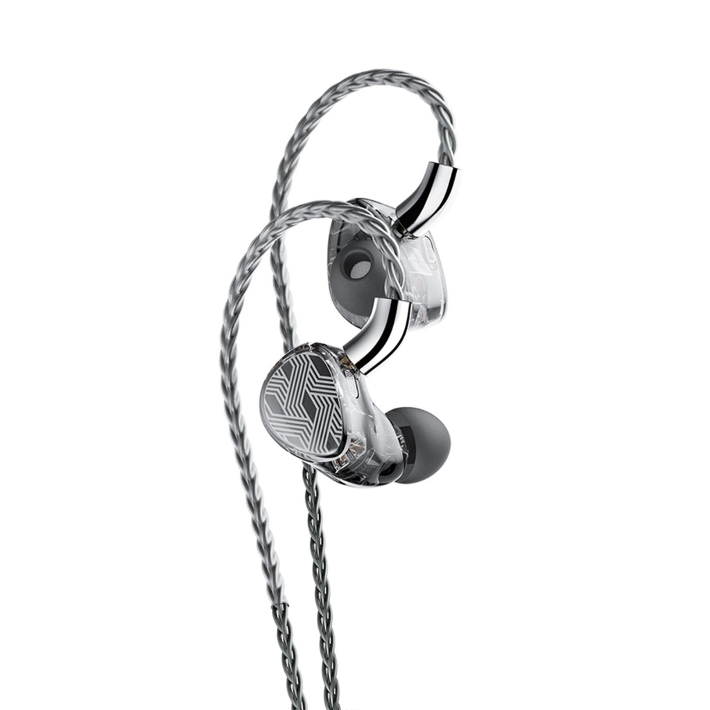 FiiO FA19 — IEM all-BA (10 × Knowles BA por lado) · crossover con condensadores Rubycon + filtro notch de medios · sistema de refuerzo de graves por retroalimentación negativa (S.Turbo) · conector MMCX · cable de plata pura 8 hebras con plugs 3,5 mm / 4,4 mm.