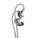 FiiO FA19 — IEM all-BA (10 × Knowles BA por lado) · crossover con condensadores Rubycon + filtro notch de medios · sistema de refuerzo de graves por retroalimentación negativa (S.Turbo) · conector MMCX · cable de plata pura 8 hebras con plugs 3,5 mm / 4,4 mm.