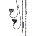 MOONDROP DARK SABER — IEM híbrido 2 Dynamic (10 mm + 10 mm, módulo “Horizontally-Opposed”) + 8 Balanced Armature (4 BA medios + 4 BA Knowles SWFK agudos) · alineación de fase full-band · conector 0,78 mm 2-pin · plug 3,5 mm SE.