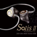 MOONDROP SOLIS II — IEM trihíbrido 2 Dynamic (10 mm) + 2 Balanced Armature + 4 EST · crossover de 3 vías · cavidad plata 925 con detalles 24K · 0,78 mm 2-pin · plug 3,5 mm SE (cable PURE6).