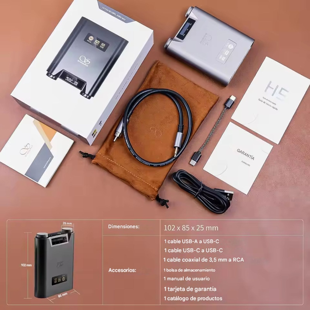 SHANLING H5: DAC/Amp Portátil y Reproductor Hi-Res | Doble DAC AK4493SEQ | Salida Balanceada 4.4mm | Control vía App