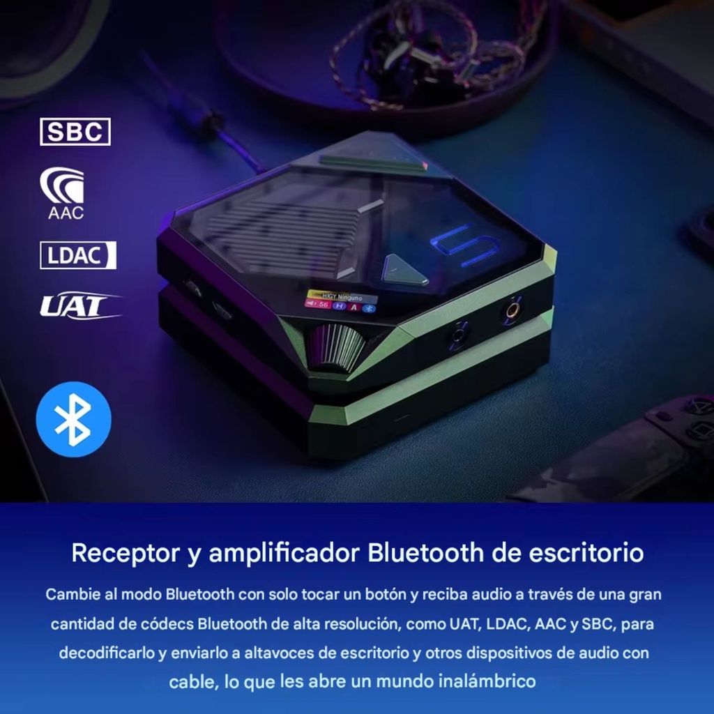 HiBy FD5: DAC/AMP de Escritorio Cyberpunk | Quad AK4493 | 1523mW Potencia | Amplificación Clase A/AB | Bluetooth LDAC | Salida 4.4mm