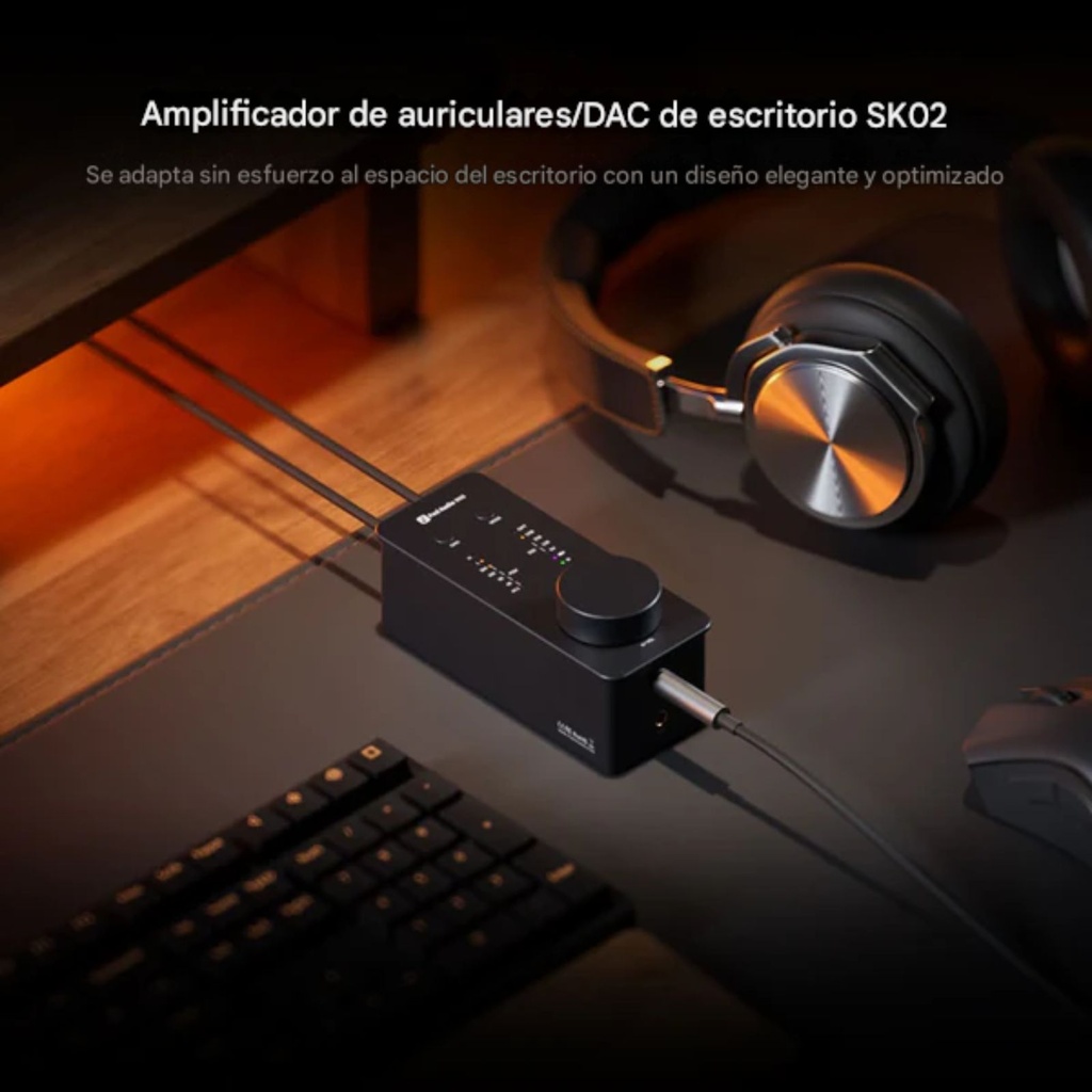 Fosi Audio SK02: DAC/AMP de Escritorio Vertical | ESS ES9038Q2M | 1100mW Potencia | Salida 4.4mm Balanceada | Óptica / USB-C