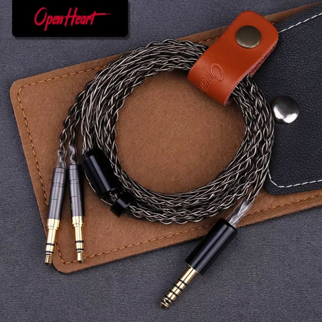 OPENHEART Titanium 8: Cable de Auriculares Premium 8 Núcleos | Cobre Chapado en Plata | 1 a 2 Jack (Dual 3.5mm) | Terminado en 3.5mm, 2.5mm o 4.4mm