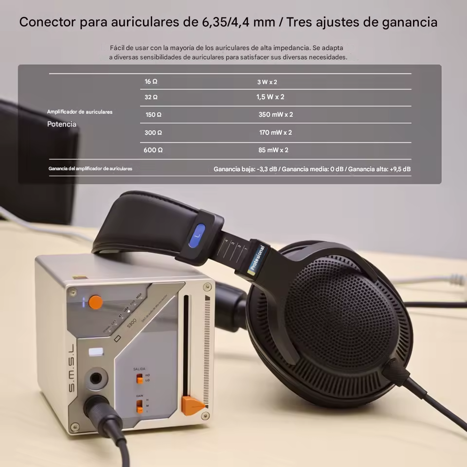 SMSL DS300: DAC/AMP de Escritorio | Diseño Cyberpunk | Chip ES9039Q2M | 1500mW | Salidas XLR y 4.4mm | Bluetooth 5.1 LDAC