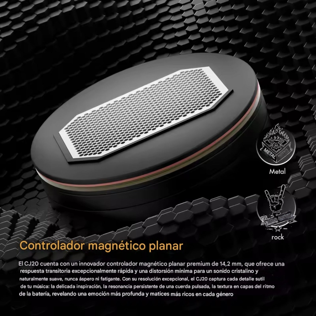 ROSESELSA x AAV CJ20: Audífonos In-Ear Planar Magnéticos | Driver 14.2mm | Tuning para Rock/Metal | Cable Modular 3.5mm/4.4mm
