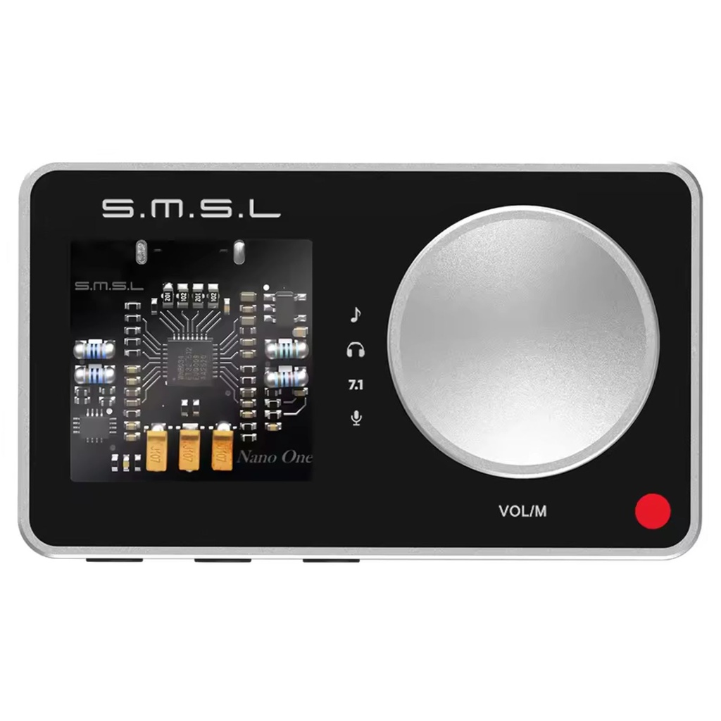 SMSL Nano ONE: Mini DAC/AMP y Tarjeta de Sonido Gaming | Base Magnética | Surround 7.1 | Entradas de Micrófono | Chip ES9023P