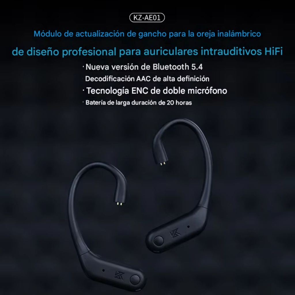 KZ AE01 - Módulo Adaptador Inalámbrico Bluetooth 5.4 para Monitores In-Ear (2 Pines)