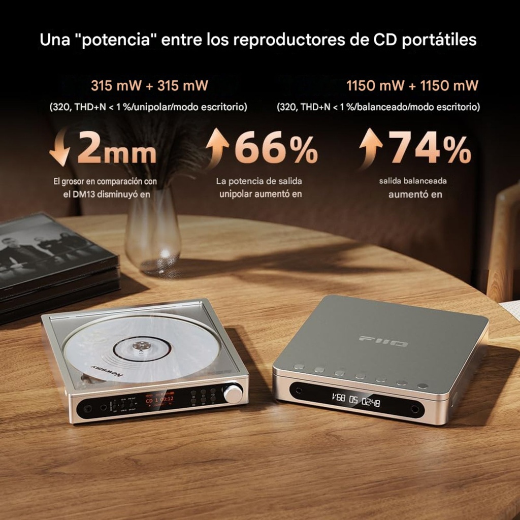 FiiO DM15: Reproductor de CD Portátil de Referencia | Salida Balanceada 4.4mm | Bluetooth LDAC y aptX HD