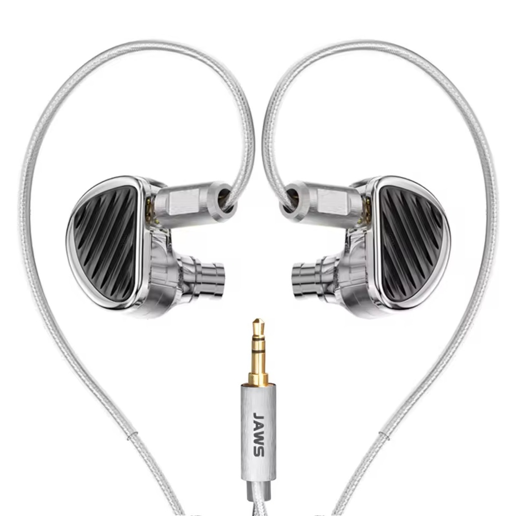TRN JAWS — IEM híbrido tribrid (3 Dynamic Drivers + 4 Balanced Armatures + 1 Planar Driver) · conector 0,78 mm 2-pin · jack 3,5 mm SE.