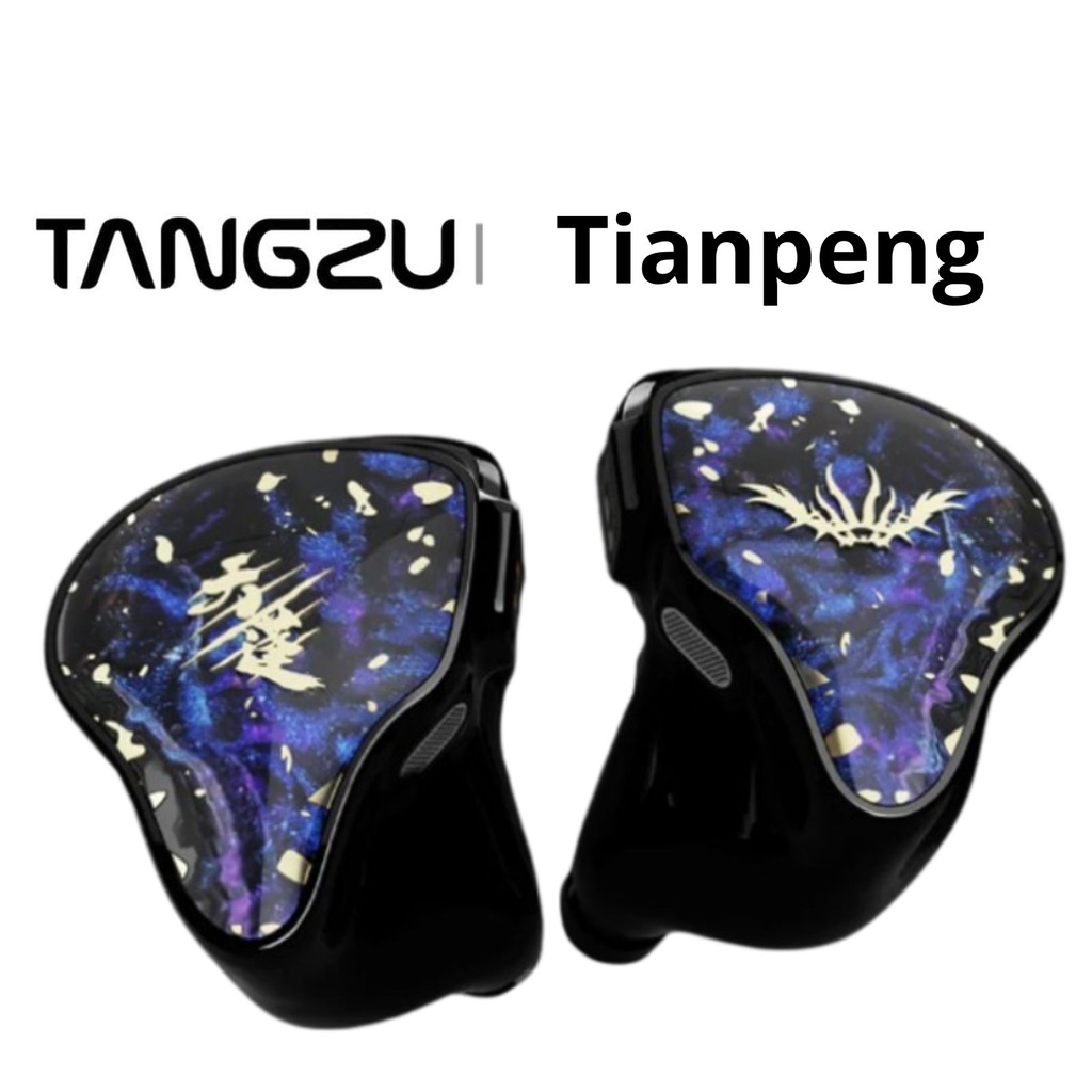 TANGZU Tianpeng — IEM trihíbrido 1DD (14,2 mm SPDX) + 6 BA + 1 Bone Conduction cerámico · cavidad resina grado médico 3D-print · 0,78 mm 2-pin · cable 6N OCC plateado (Litz coaxial) 1,2 m con plug 4,4 mm balanceado.