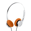 Snowsky (FiiO) Wind — audífono on-ear con driver dinámico de 40 mm (diafragma PET japonés, bobina CCAW, imán N52) · semi-abierto · micrófono y control en línea (3 botones, CTIA) · cable 3,5 mm · ≈50 g · colores negro / plata / rosa (espumas negras o naranja).