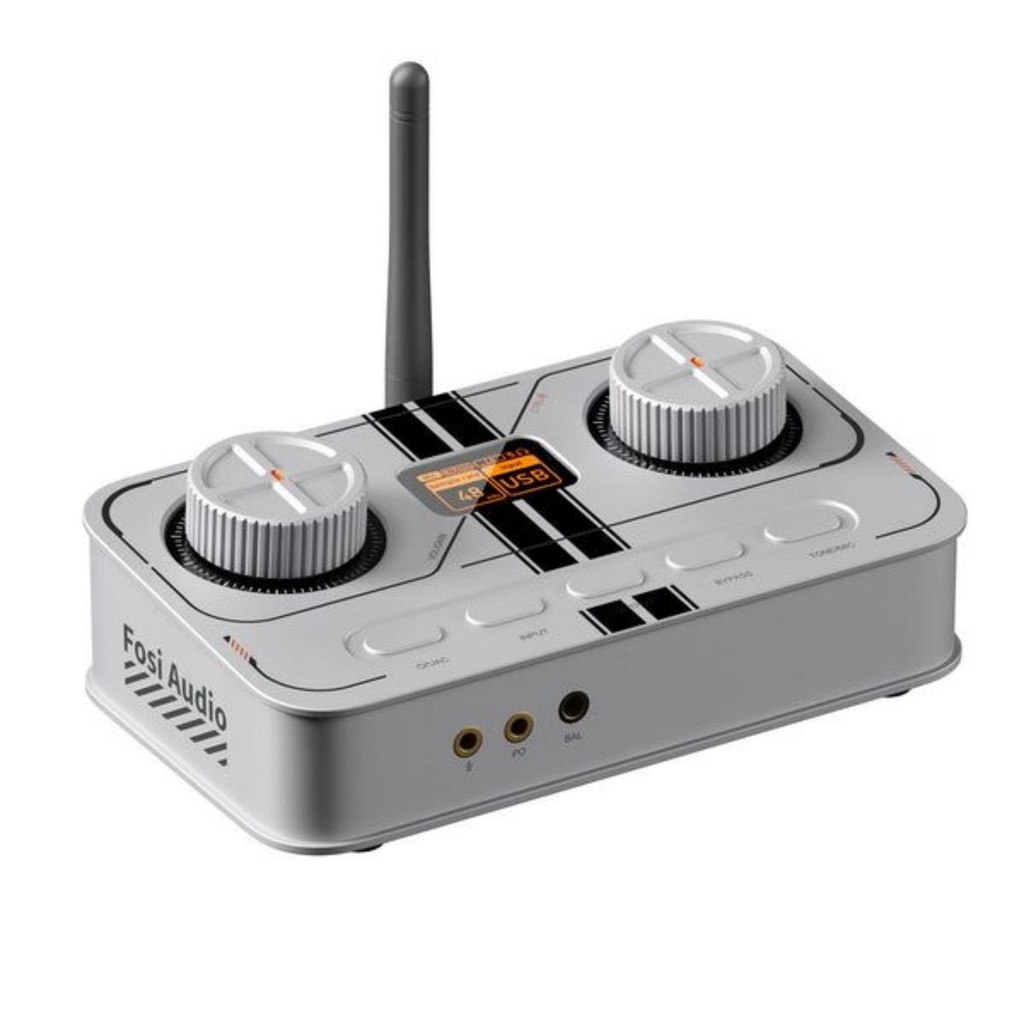 Fosi Audio K7: DAC/AMP de Escritorio Audiófilo y Gamer | AK4493SEQ | 2100mW Potencia | Salida 4.4mm | Bluetooth aptX HD | Entrada Micrófono