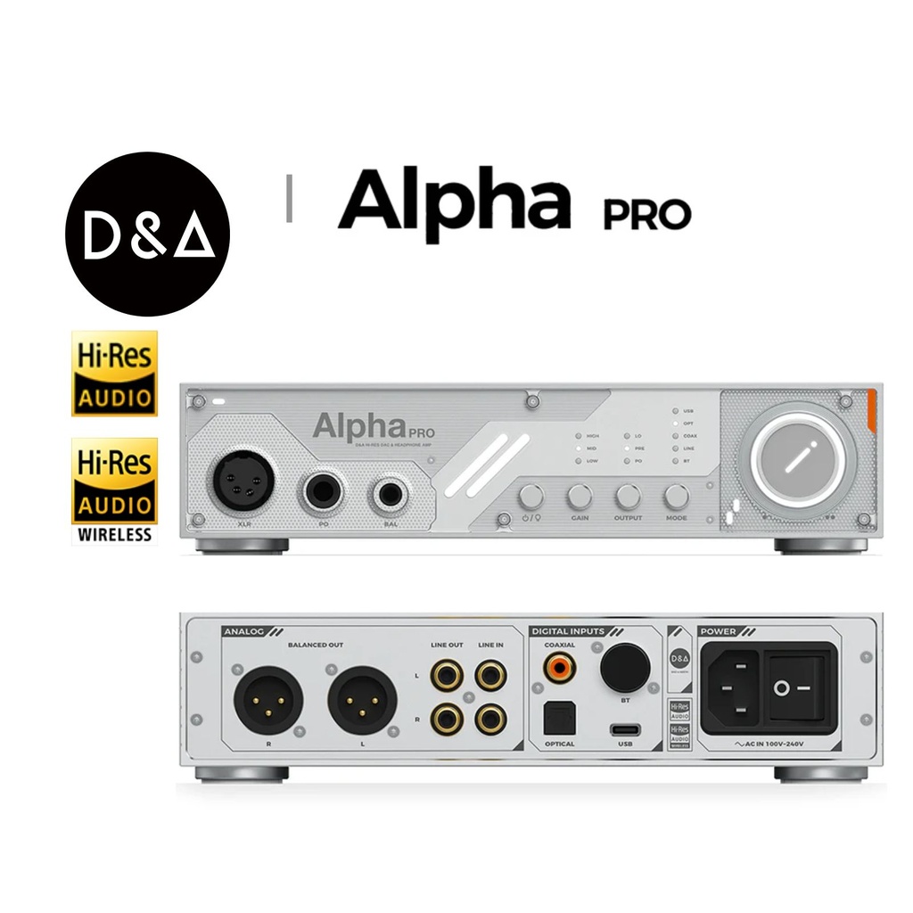 D&A Alpha PRO: DAC/AMP de Escritorio Flagship | ES9039MSPRO | 6000mW Potencia | Amplificación Discreta | Bluetooth LDAC | Diseño Transparente