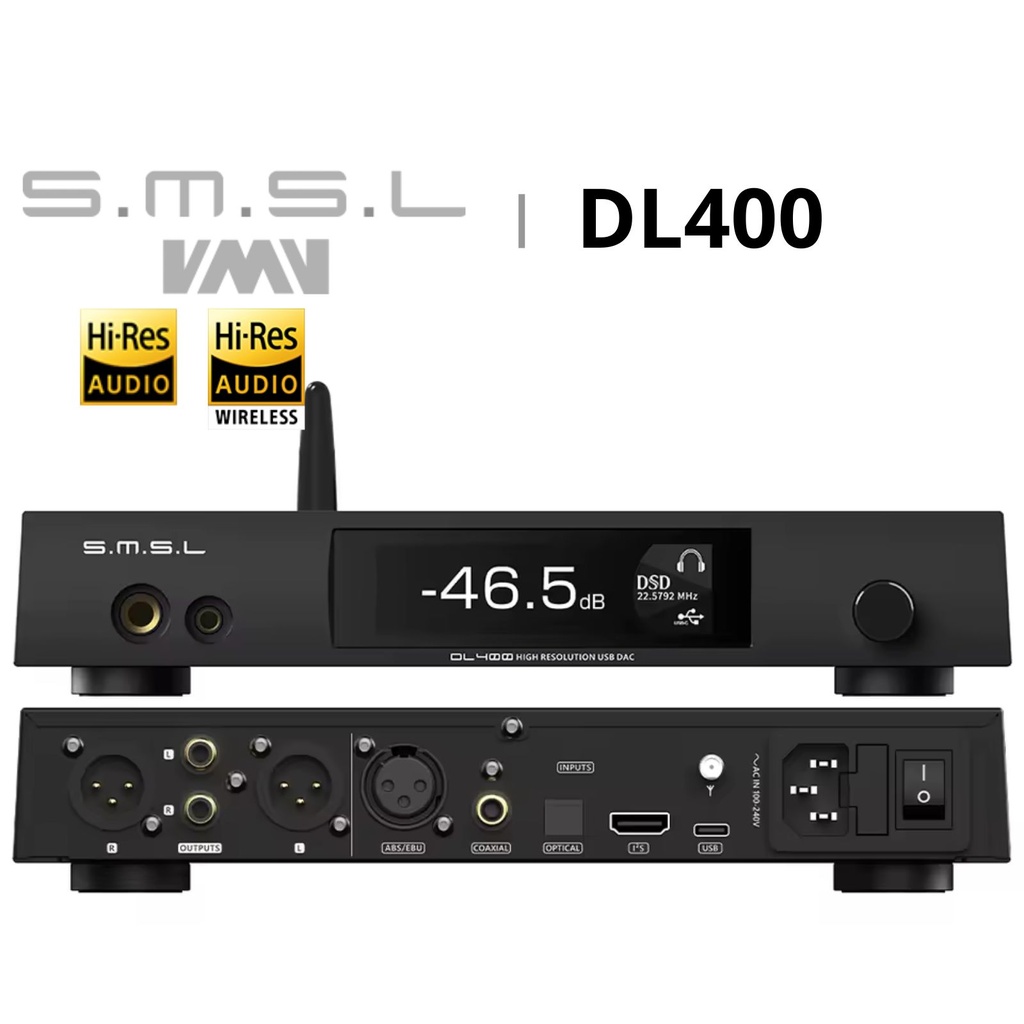 SMSL DL400: DAC/AMP Flagship | Chip ES9039MSPRO | 3000mW Potencia | Entradas I2S y AES/EBU | Salidas XLR y 4.4mm | Bluetooth LDAC