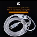 Cable KZ Tipo C con DAC | Cobre OFC Bañado en Plata