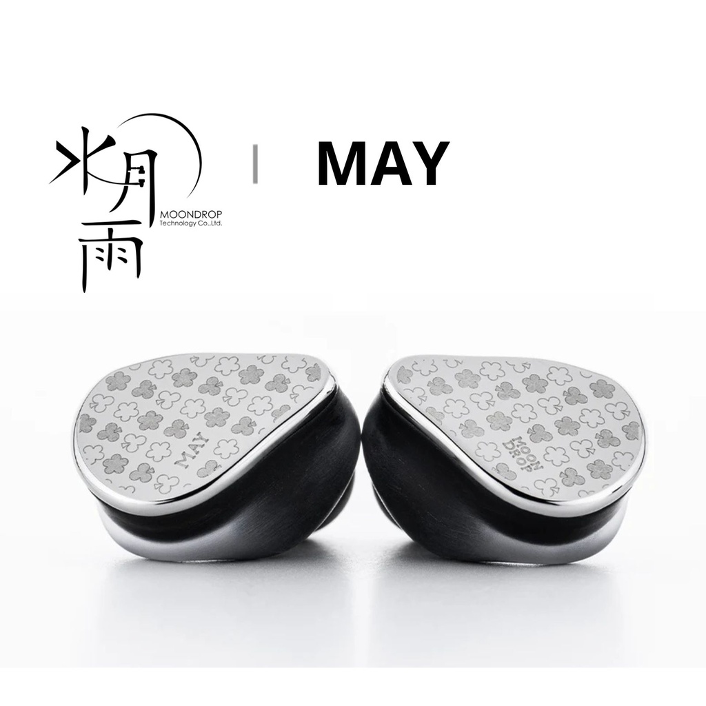 MOONDROP MAY — IEM híbrido 1DD (10 mm “sapphire-plated”) + 1 planar (6 mm) · USB-C con DSP · cápsulas 2-pin 0,78 mm.