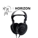 MOONDROP HORIZON — over-ear abierto con driver dinámico 50 mm UHE, 32 Ω, 109 dB/Vrms, 20–34 kHz; conectores dual 3,5 mm en los cascos; cable con puntas 3,5 mm SE y 4,4 mm balanceada.