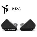 TRUTHEAR HEXA — IEM híbrido 1 Dynamic (10 mm, PU+LCP) + 3 Balanced Armature · crossover de baja distorsión · conector 0,78 mm 2-pin (recessed) · cable plateado OFC 3,5 mm SE.