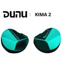 DUNU KIMA 2 — IEM dinámico single-driver (cúpula DLC composite + imán externo) · cavidad acero inoxidable S316 · 0,78 mm 2-pin · cable 4 hilos OCC + OCC plateado con Q-Lock Mini (plugs 3,5 mm SE y 4,4 mm balanceado incluidos).